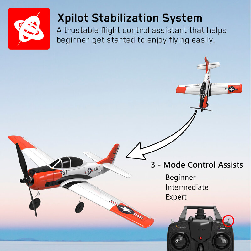 TROJAN-RC Avião com Estabilizador Xpilot, acrobático de uma tecla, asa fixa, brinquedos ao ar livre para crianças, RTF, 4CH, T28