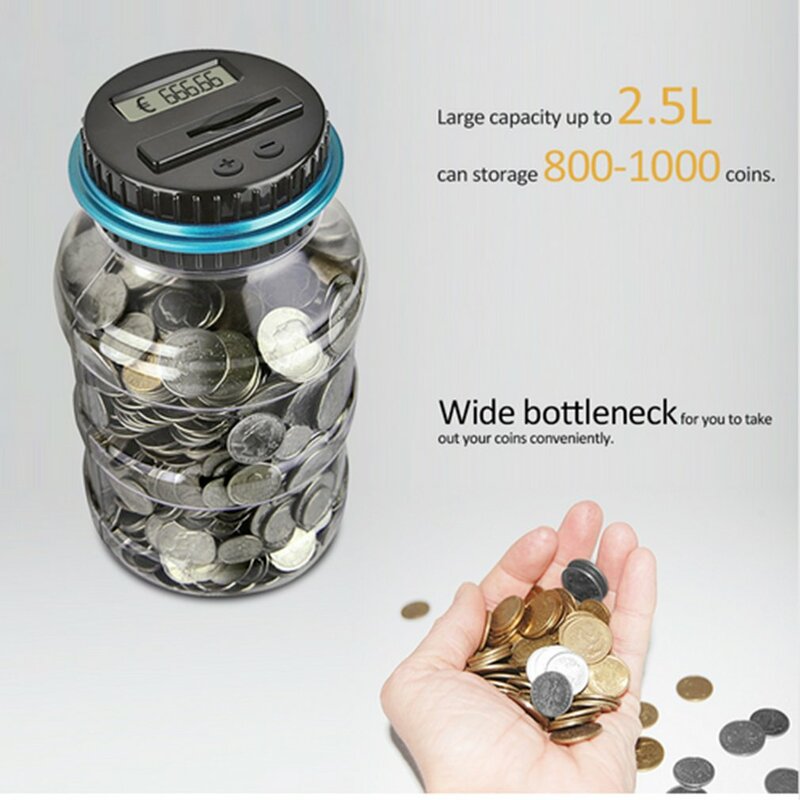 Digitale Spar büchse mit Zähler elektronische Sparschwein anzeige Euro Gelds parbox große transparente Münz zähler