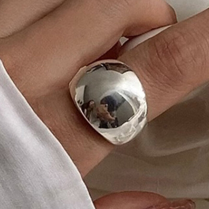 BF CLUB 925 anelli in argento Sterling per le donne palla larga moda geometrica Vintage fatto a mano anello irregolare regali per feste