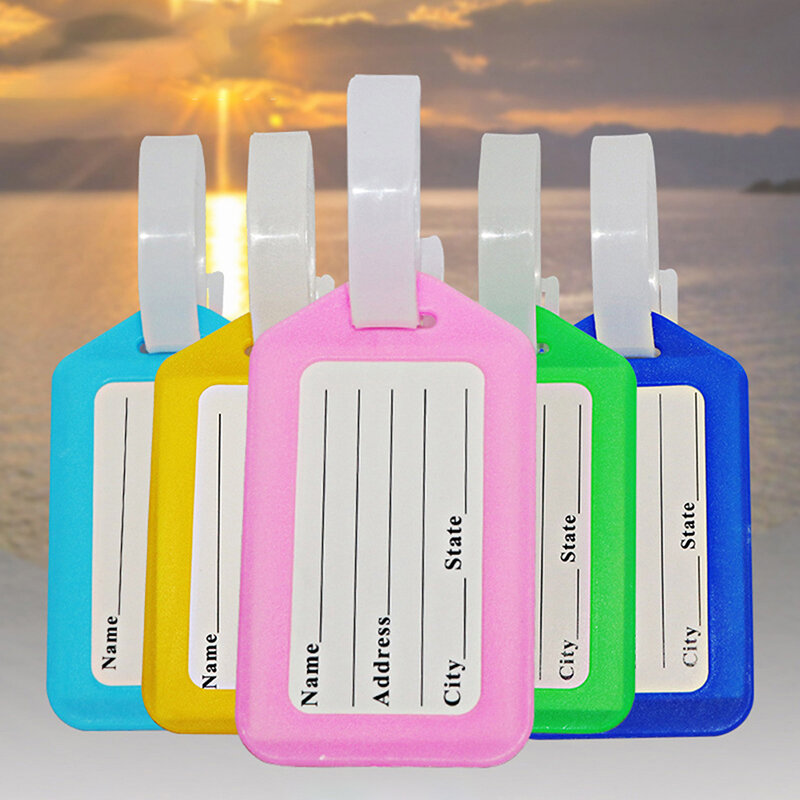 1PC Cute Luggage Tag Plastic Baggage Tags Women Men Boarding Shipping Suitcase ID Address Name Holder Bag Label Travel Accessory