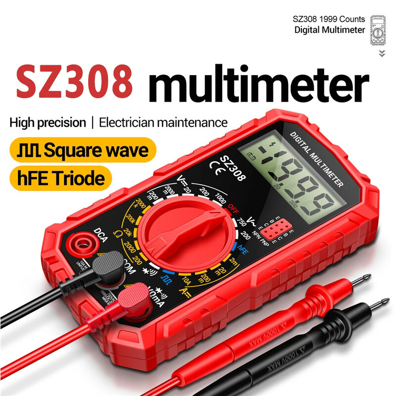 ANENG-multímetro Digital de mano SZ308, medidor de resistencia de voltaje, medidor de corriente CA y CC, instrumentos eléctricos