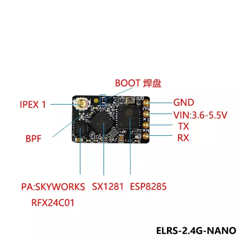 Receptor Nano ExpressLRS com Suporte de Antena Tipo T, Wi-Fi Upgrade para RC FPV Travessing Drones Peças, ELRS 915MHz, 2.4GHz