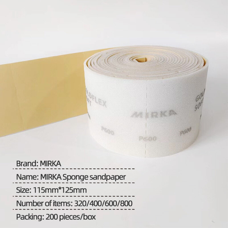 MIRKA-Rouleau de papier de verre en éponge dorée, moka, déchirure à la main, polissage flexible, sable de nuit, industrie automobile, sable de meulage