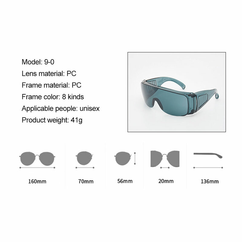 نظارات السلامة بالليزر YAG ، نظارات الحماية ، OD4 + ، 200-450nm ، 800-2000nm ، 1064nm ، 40nm ، 450nm ، 808nm ، 1 قطعة ، 2 قطعة