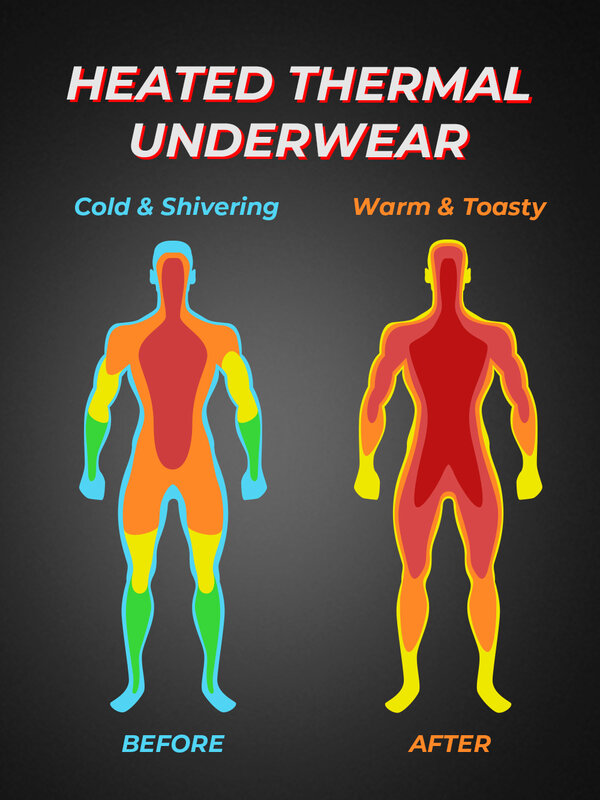 Pakaian Dalam Penghangat Musim Dingin Set Pakaian Dalam Termal Kaus & Celana Hangat Elektrik USB Pakaian Ski Bertenaga Baterai Sepeda Motor