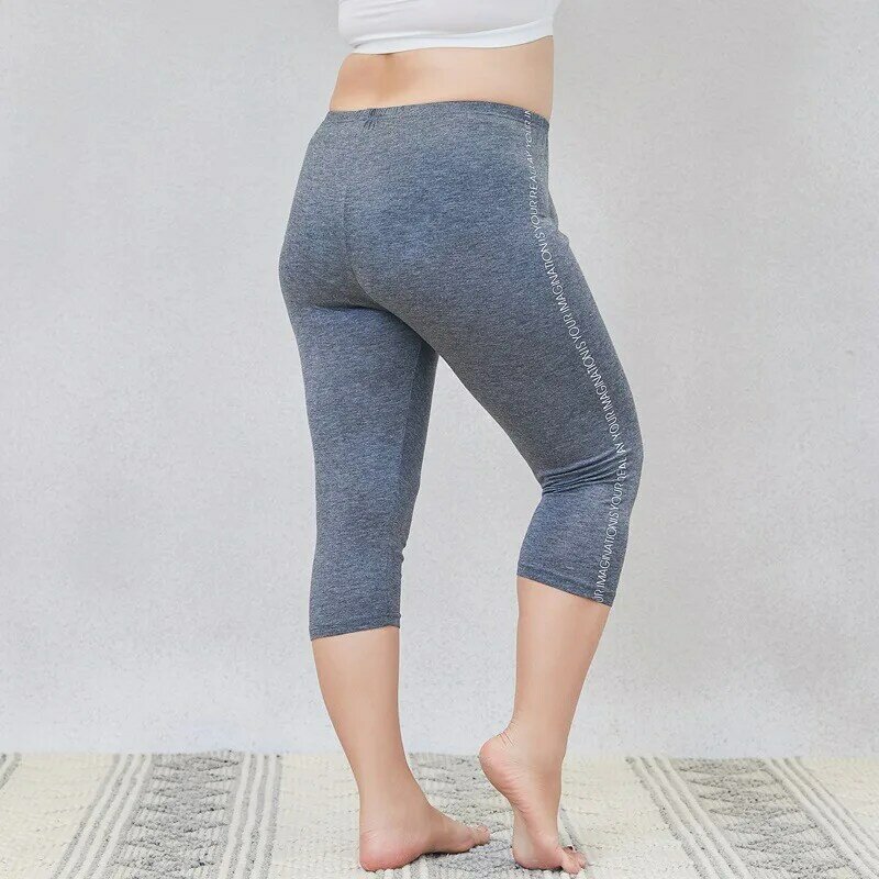 Calças leggings femininas tamanho extra grande, calça de verão aberta ao ar livre modali calças de sete pontos libras mais gordura para aumentar solto 7xg