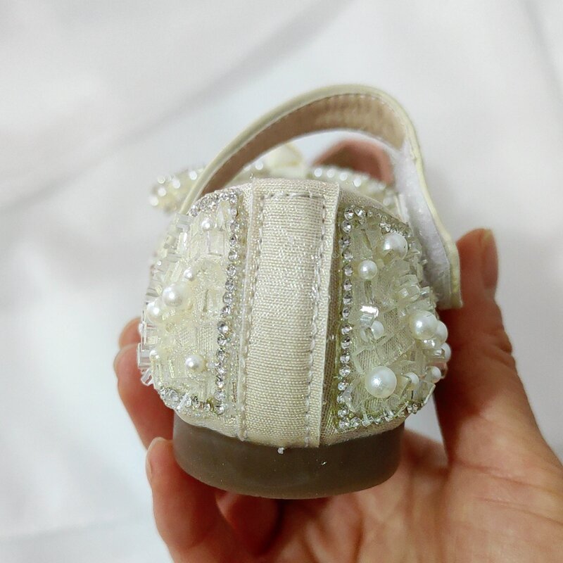 11-15cm bayi perempuan kualitas tinggi pertama berjalan untuk pesta ulang tahun kristal halus sepatu balita untuk musim semi 0-3Y bayi datar