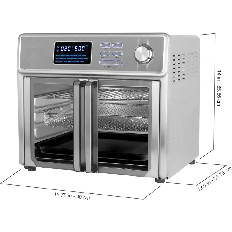 Air Fryer, meja pemanggang Oven & Air Fryer Combo-21 preset hingga 500 derajat, termasuk 9 Aksesoris & Cookbook ,Air Fryer