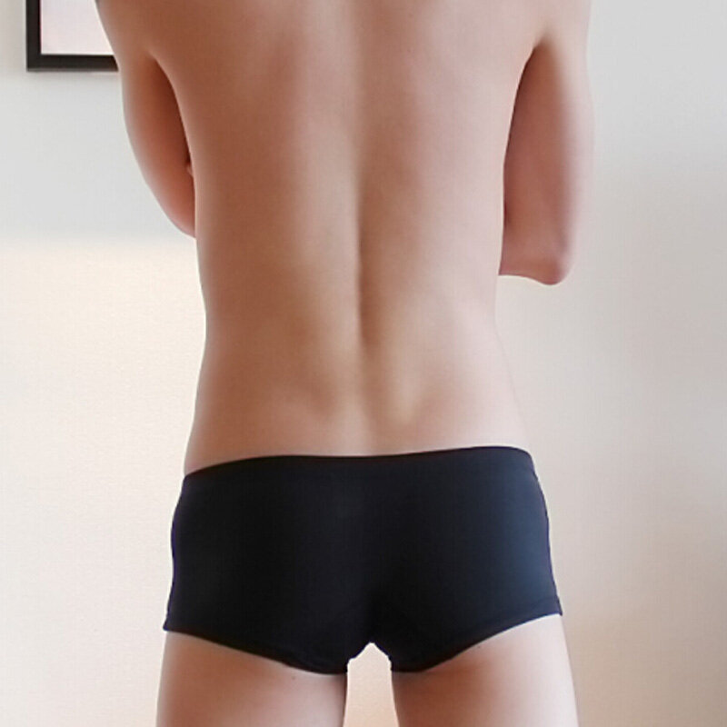 Roupa interior sexy e respirável de cintura baixa masculina, cuecas boxer ultrafinas, troncos de biquíni, cuecas fitness, moda banho casual, leve