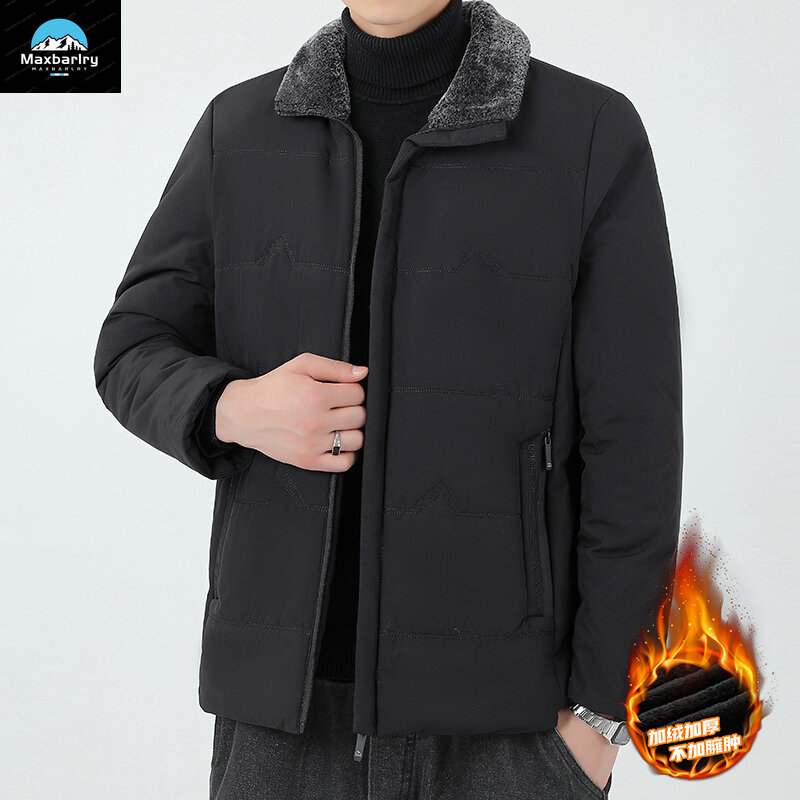 男性用の裏地付きの厚いジャケット,暖かいカジュアルなパーカー,毛皮の襟,ジッパー付きの防風コート,高品質のメンズファッション,冬