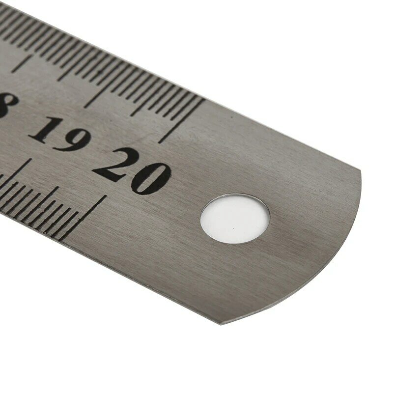 Regla recta de Metal de acero inoxidable, herramienta de medición de doble cara de precisión, 15/20/30cm