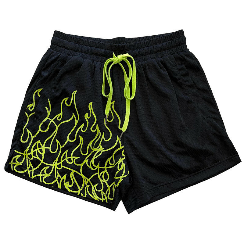Shorts esportivos americanos de secagem rápida respirável para homens soltos, home running, basquetebol, fora de moda, calças de três pontos, verão