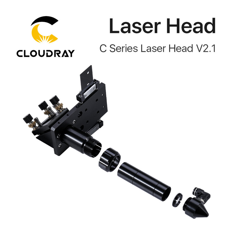 Testa Laser CO2 serie Cloudray C Dia.18 FL38.1 e Dia.20 FL50.8 / 63.5/101.6mm supporto per macchina da taglio per incisione Laser (nero)