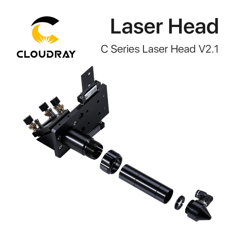 Cloudray-Montagem para Máquina de Corte Gravação a Laser, Cabeça Laser CO2 Série C, Diâmetro 18 FL38.1 e Diâmetro 20 FL50.8 63,5 101,6mm, Preto