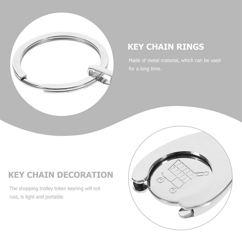 3/2pcs Trolley Coin Holder Keychains Metal Keyring Coin Holder Supermarket Shopping Cart Chip Key Chain Pendant Hanging Pendant