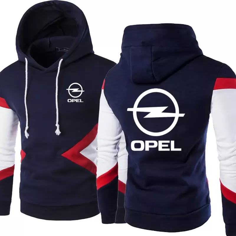 Opel-Sudadera con capucha de algodón para hombre, Jersey informal de manga larga, de retales, nueva moda, primavera y otoño