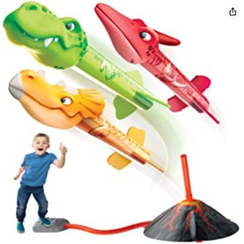 Прыгающий динозавр бластеры мощная игрушка с воздушным прессованием пусковая установка утолщенная настраиваемая стрелка для игры в ракеты с педалью
