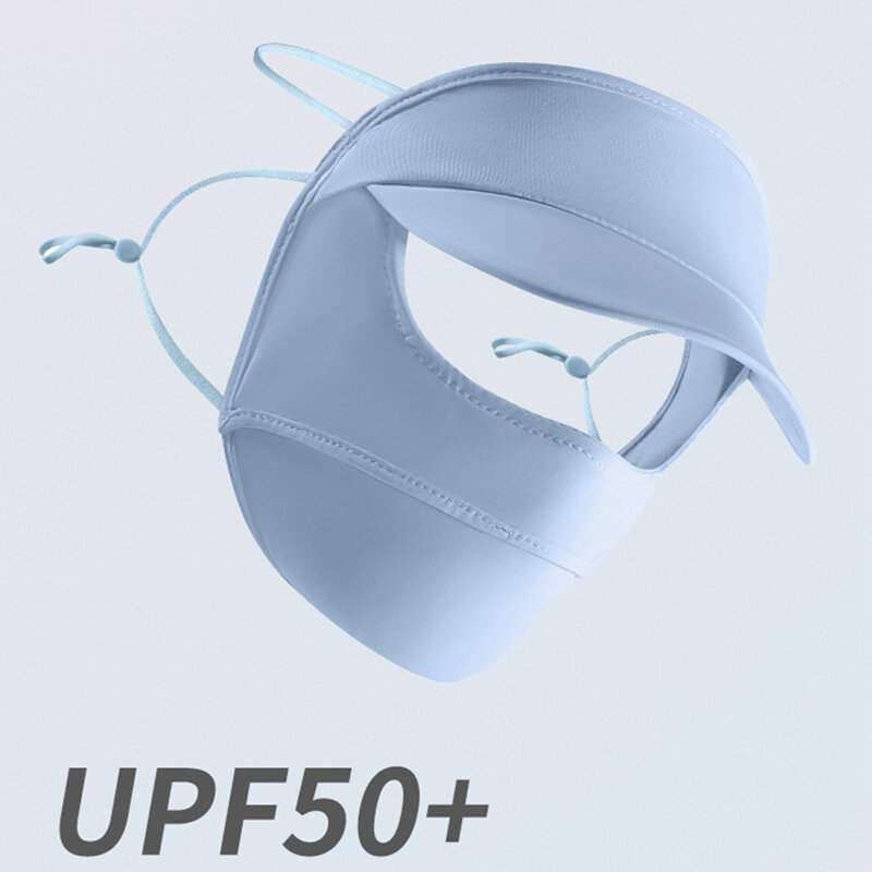 Letnia maska lodowy jedwab przeciwsłoneczna dla kobiet z rondem ochrona przed promieniowaniem UV pełna twarz osłona welon na twarz kolarstwo na świeżym powietrzu czapki chroniące przed słońcem