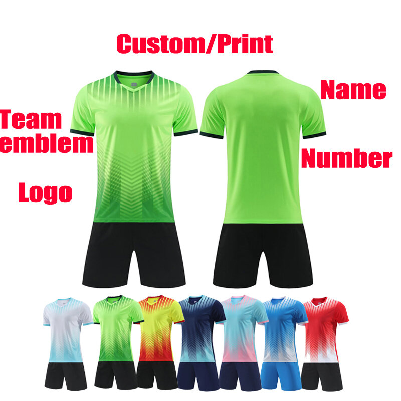 Strój piłkarski piłkarskie na zamówienie koszulka treningowa personalizacja Logo DIY dla dorosłych i dzieci zestawy strój do gry w piłkę nożną z krótkim rękawem