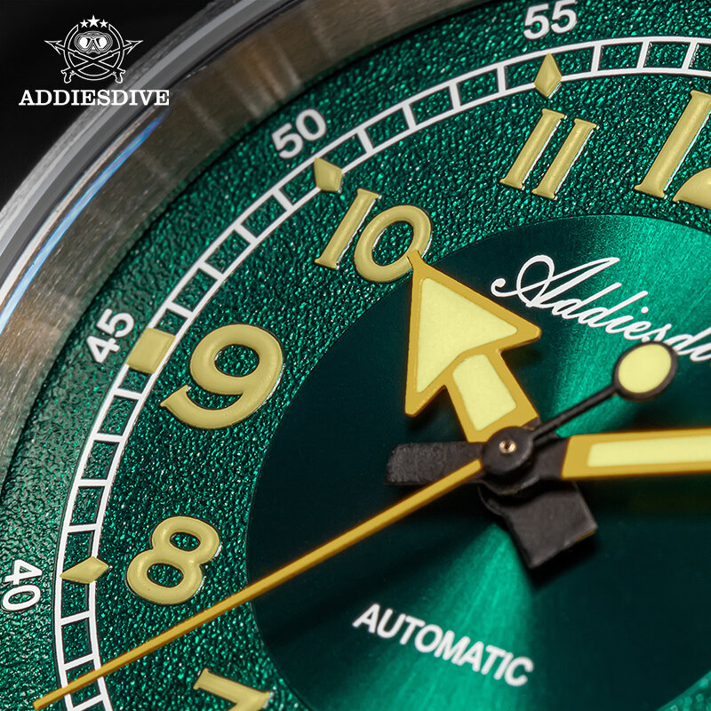 ADDIESDIVE-Relógio de vidro safira impermeável para homens, relógios mecânicos automáticos, super luminoso, vintage, vitrine, 200m