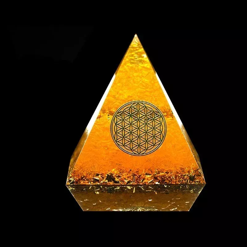 Orgonite Pyramid Natural Citrine Energy Generator Pyramid Yellow Crystal Energy Customized Jewelry Ornaments Decoration Gift