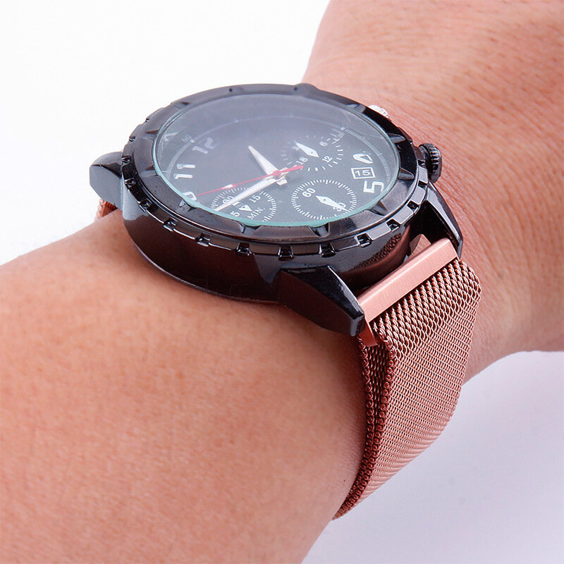 Bracelet de montre en acier inoxydable, bracelet à boucle magnétique milanaise, or rose, Samsung S3, Garmin Fenix5, Huami, 14mm, 16mm, 18mm, 20mm, 22mm