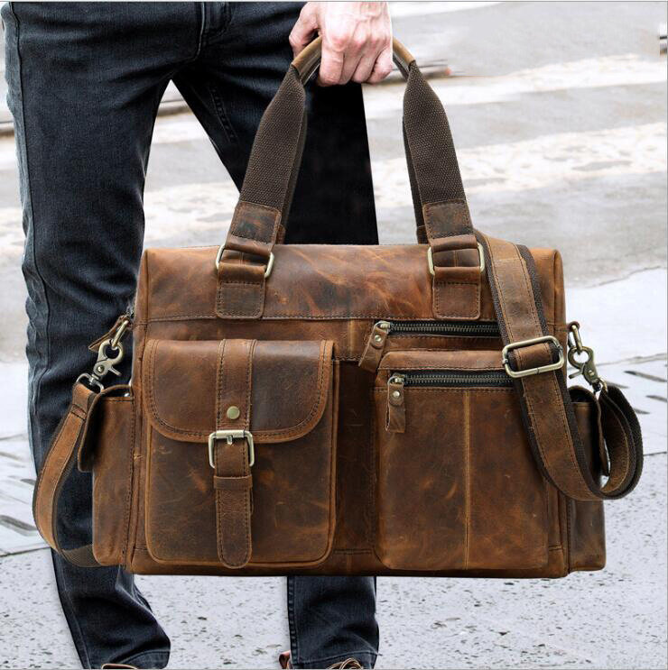 Torba z prawdziwej skóry męska teczka Messenger Laptop dla mężczyzn biurowe męskie torebki