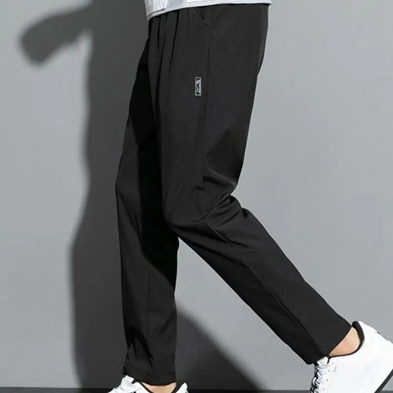 Pantalones rectos de secado rápido para hombre, pantalones transpirables de Color sólido, con bolsillos elásticos, ligeros para mayor comodidad