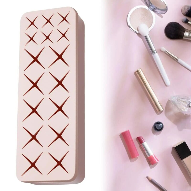 Tempat lipstik penyimpanan kosmetik Display Case persegi panjang silikon Make up sikat pemegang untuk Laci kamar mandi Vanity wanita