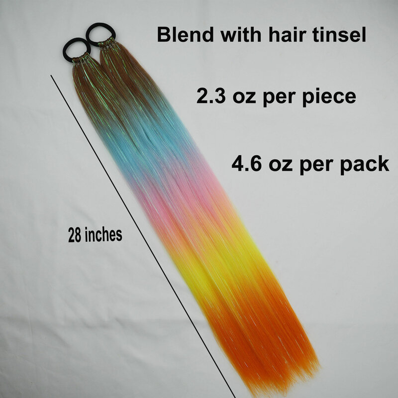 Aiyee-さまざまな色のヘアエクステンション,人工ポニーテール,28インチ,2個