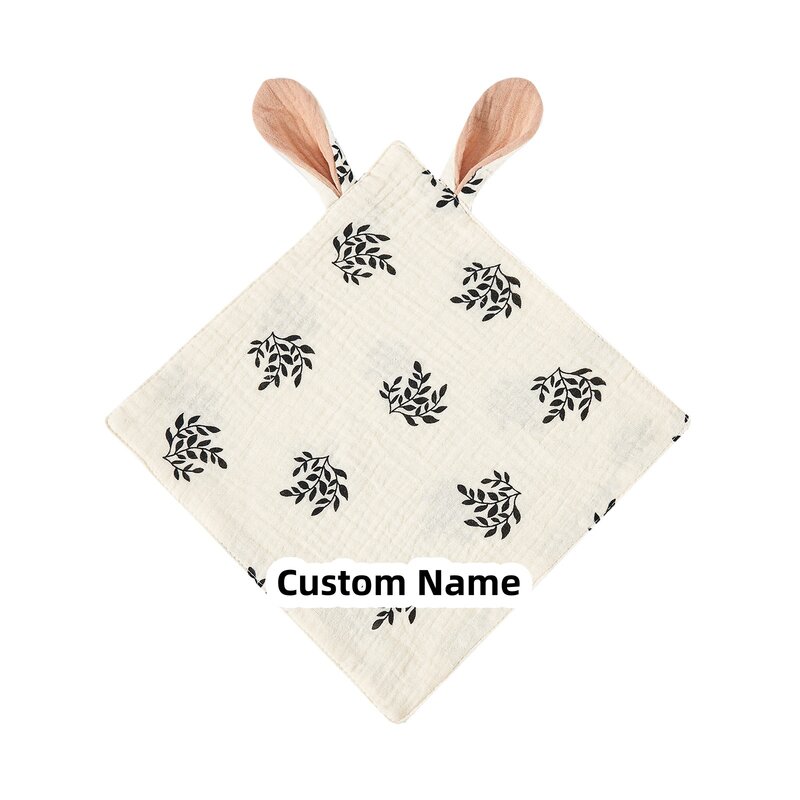 Soft Cotton Baby Muslin Comforter Blanket Custom Logo Baby Sleeping Rabbit Doll Comforter Handkerchief Square