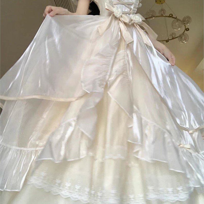 Flor grande vestido de casamento fofo, lindo vestido