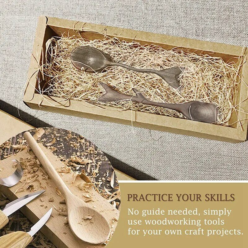 Cuchara para tallar madera de haya y nogal, Kit de blanqueamiento artesanal sin terminar para principiantes, 5 piezas