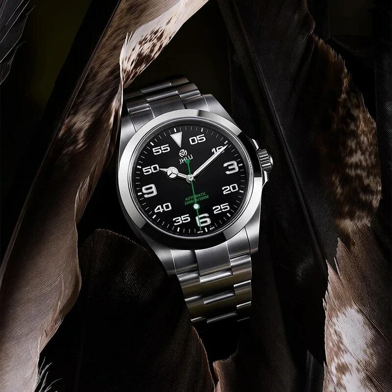 エアキング-メンズ自動機械式腕時計,サファイアガラス,コーティング,防水時計,高品質,新品,2022