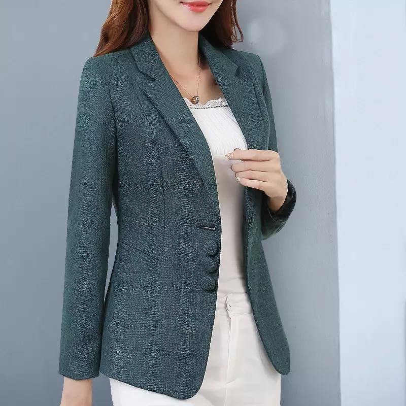 Jaket Blazer wanita, jas kerja Kantor Wanita Mode, Blazer bisnis ramping kancing sebaris 2023, mantel Formal wanita