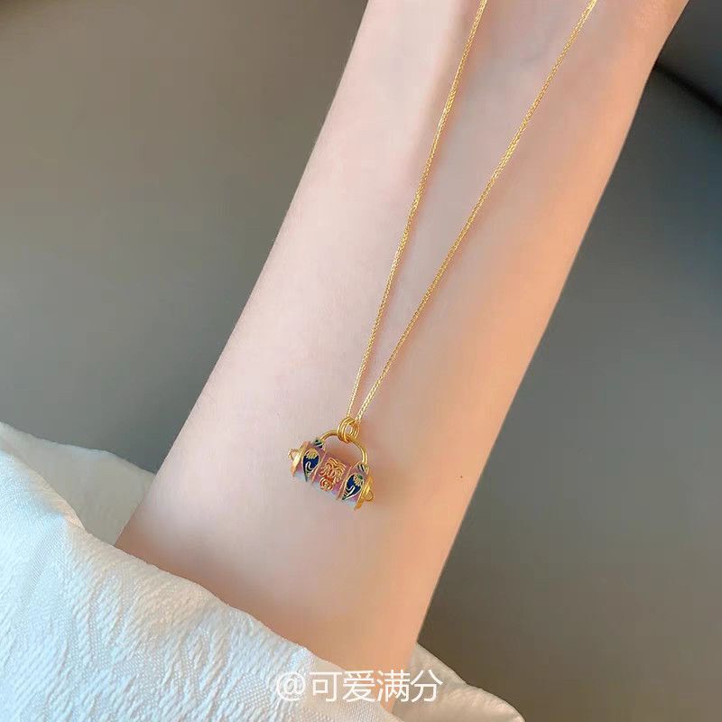 Collier avec pendentif zakiram en émail tibétain, nouvelle clavicule de style ethnique chinois JO's pour femmes