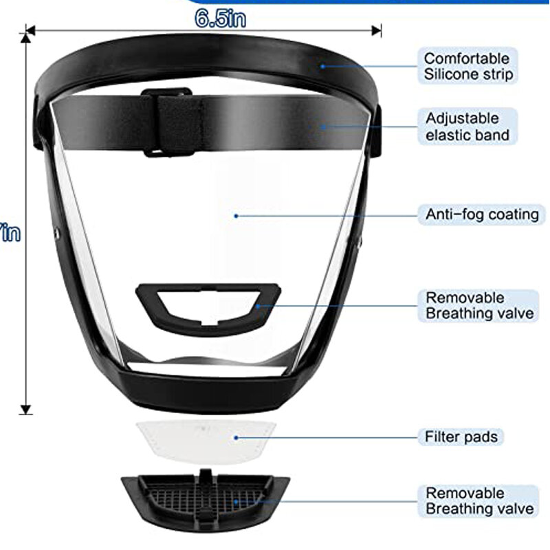 Masker Pelindung Wajah dengan PM 2.5 Filter Tahan Angin Tahan Debu Pelindung Wajah Bening Dapur Asap Minyak-percikan Bukti Keselamatan Kacamata Bersepeda