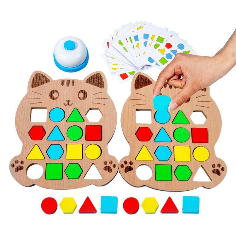 Shape Matching Game Color Sensory Educational Toy, Children Puzzles Geometric Shape Quick Matching Board for Kids Boys Girls