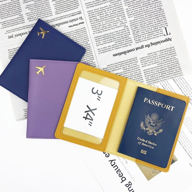 PU Passport Holder Simple Plane Design Credit Card  for Men and Women Wedding Gift