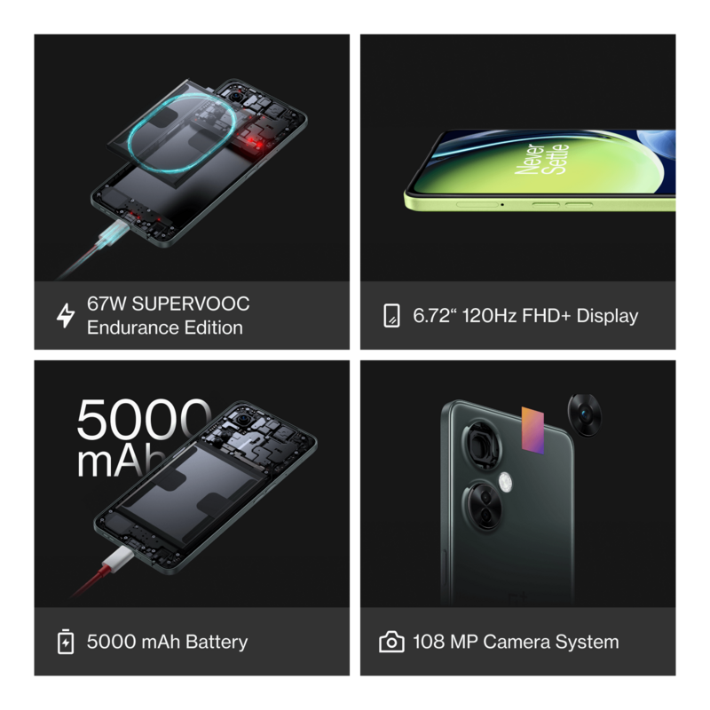 OnePlus Nord CE 3 Lite 5G, Versão Global, 8GB, 256GB, Câmera 108MP, SUPERVOOC, Carga 67W, Bateria 5000mAh, NFC