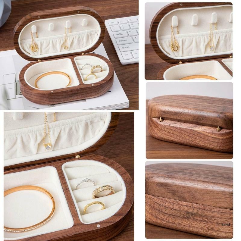 صندوق مجوهرات صغير حاوية تخزين المجوهرات الخشبية مادة خشبية للمجوهرات