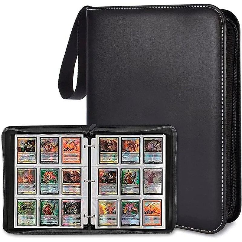 Portatarjetas de comercio, estuche de almacenamiento portátil con 9 bolsillos, carpeta de 900 tarjetas, adecuado para tarjetas de juego, béisbol y fútbol