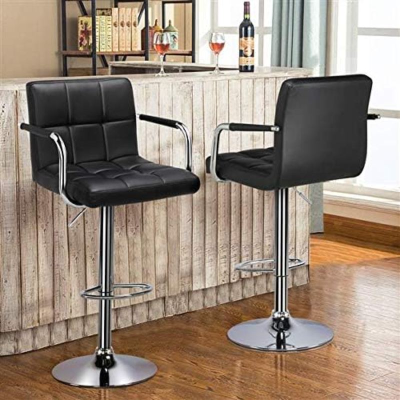 Yaheetech bar stools  4pcs Adjustable Bar Stools Kitchen Counter Barstools Bar/Counter Height Stool Chairs PU Leather  Armrest