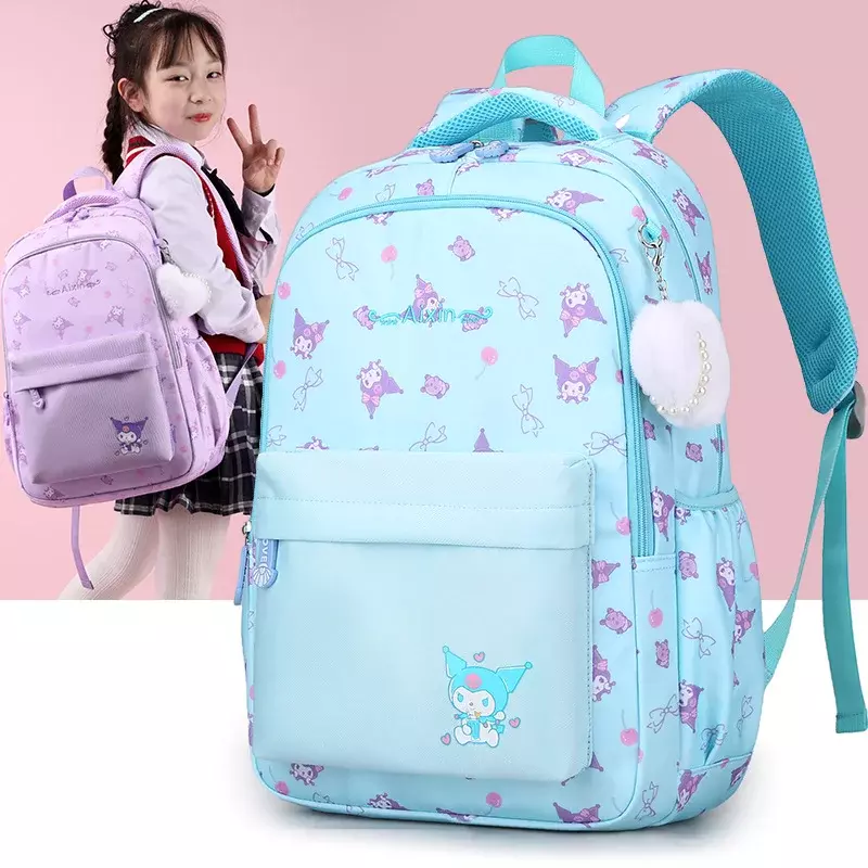 Sanrio escolar bonito dos desenhos animados, mochila leve masculina e feminina, mochila infantil de grande capacidade, nova mochila de estudante pequena M