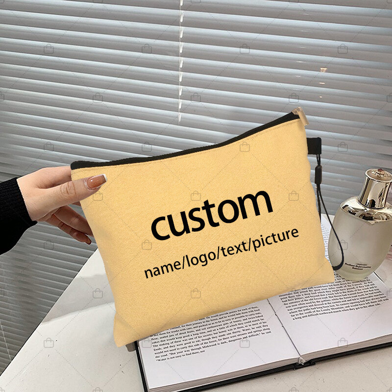 Nome personalizzato personalizzato/LOGO/testo/immagine borse di tela Kit wc insegnante/regalo di compleanno borsa per allenatore cosmetico Mini custodia per il trucco