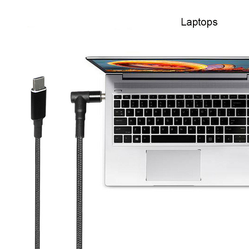 USB Tipo C Laptop Power Adapter, cabo de carregamento, DC Jack Plug, Dual E-Mark Chip Converter, Ajuste para HP, Asus, Lenovo, Laptops Dell, 100W