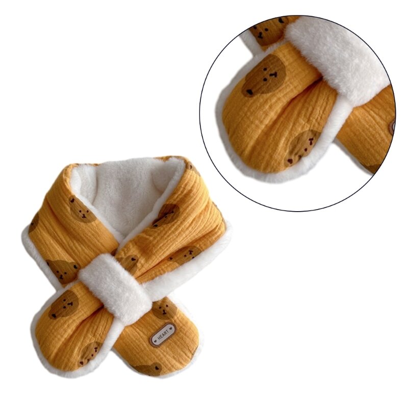 Детский шарф с милым мультяшным медведем, теплый и уютный шейный платок, осенне-зимние аксессуары, подарок для душа для и X90C
