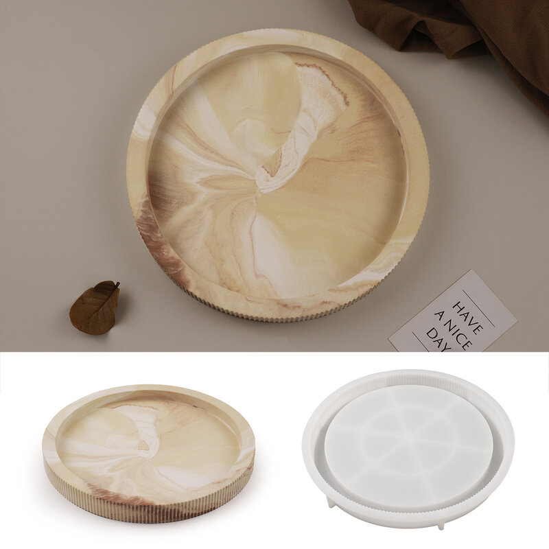Circular Striped Storage Tray Silicone Mold Handmade Display Tray Coaster Plaster Drop Glue Making Tools Simple Home Decoration