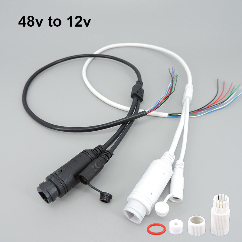 Módulo PoE capa impermeável para CCTV, cabo de rede, DC Audio IP Camera, Split Wire, 9 Pin Core, 48V a 12V, RJ45