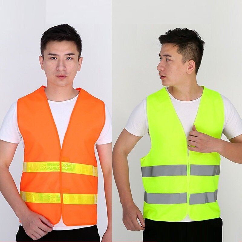 Fluorescent Safety Yellow Vest Reflective For Bicycle Construction Site Fabric Reflectors Webbing Sticker Ultra High Brightness